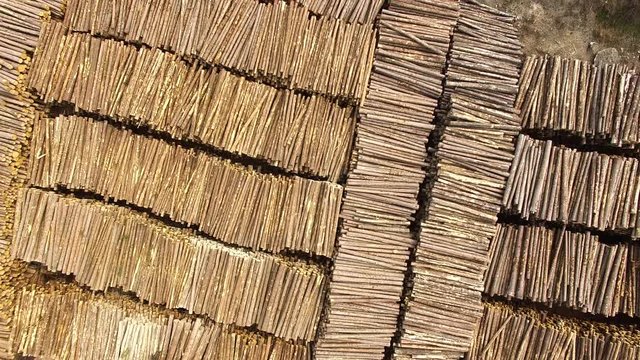 Aerial view of canadian lumber yard - wood paper and pulp industry