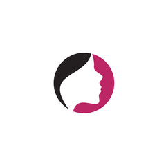 Woman face logo design vector template