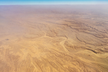 Fototapeta na wymiar Aerial view of Libyan Desert - the northern and eastern part of the Sahara Desert near Cairo