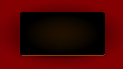 Modern black card design isolated on red background. Decoration element for sale web banner, poster, brochure, voucher, coupon, new year or christmas greeting cards. Place for text.