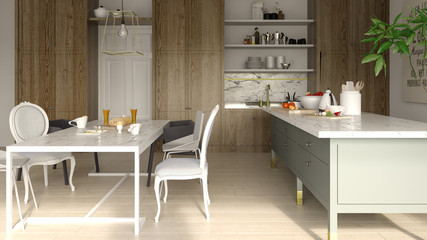 Interior of modern dining room 3D rendering