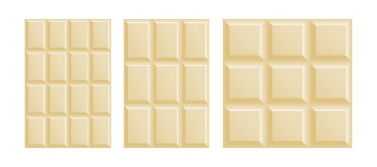 White chocolate bars of different sizes set