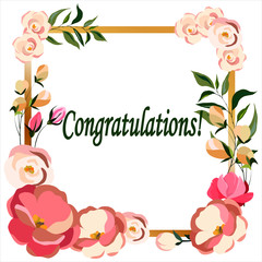 background with frame and flowers, greeting card