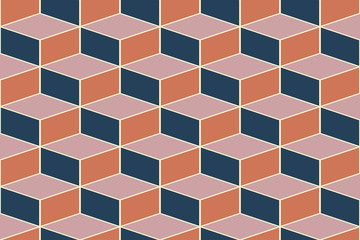 3d cubes seamless pattern ornament- 3d rendering background - Illustration