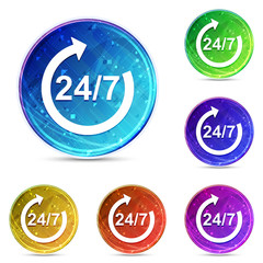24/7 rotate arrow icon digital abstract round buttons set illustration