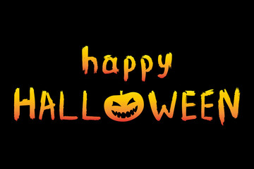 Happy halloween background. Vector drawing. Yellow text on a black background. Texture.