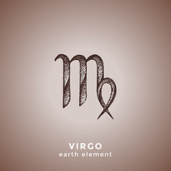 hand drawn Virgo zodiac sign.