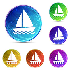 Sailboat icon digital abstract round buttons set illustration