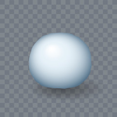 Snow ball ice. Winter design snowy icicle snowball. White blue snow template. Decoration isolated transparent background. 3D realistic snow ball. Christmas, New Year frozen. Vector illustration