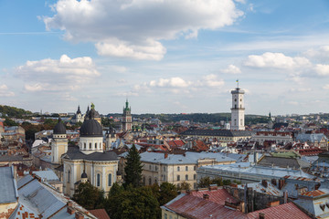 Naklejka premium Panoramic view from roof of Lviv Opera House