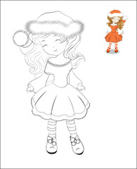 coloring book Santa Claus girl