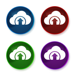 Cloud upload icon shiny round buttons set illustration