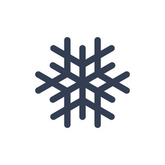 ChSnowflake icon. Black silhouette snow flake sign, isolated on white background. Flat design. Symbol of winter, frozen, Christmas, New Year holiday. Graphic element decoration. Vector illustration