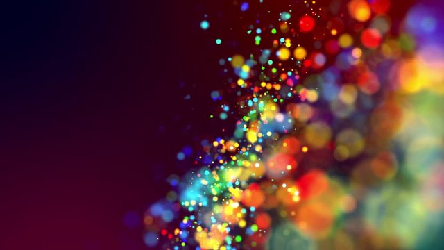 Abstract glitter 4k background with shining bokeh, sparkling multi colored particles for bright festive event. Use luma matte as alpha channel. Shallow depth of field. 7