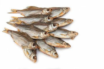 dried vobla on a white background