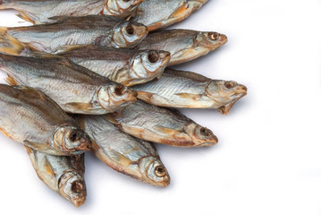 dried vobla on a white background