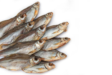 dried vobla on a white background