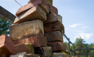 A stack of bricks in the sun