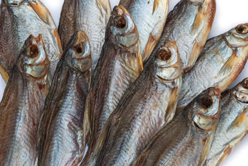 dried vobla on a white background