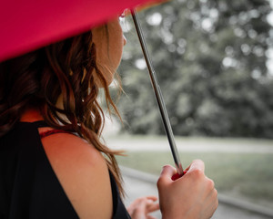 A girl with red umbrella