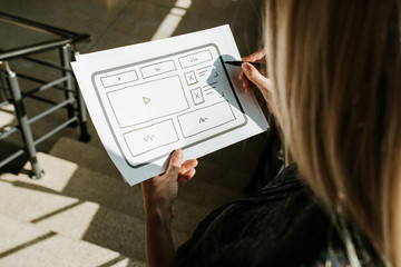 UX website design wireframe. Sketch, prototype, framework, layout future design project. UI/UX -...