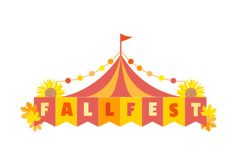 Hand drawn Fall fest tent simple flat color vector icon