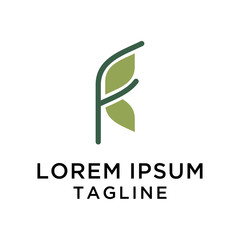 Letter F Leaf Logo Design Template