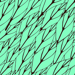 mint leaves seamless pattern. tea leaves, apple trees, cherries, plums.