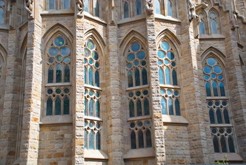 Obraz premium Barcelona, Spain - 14.08.2019: Temple Expiatori de la Sagrada Família, fragments of building design