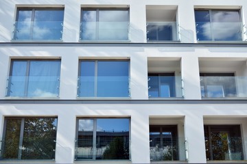 Modern European residential apartment buildings quarter. Abstract architecture, fragment of modern urban geometry.