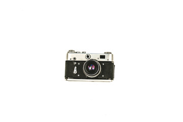 Old vintage camera isolated on white background