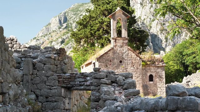 Saint John church or Sveti Jovan church in the mountains, Spiljari village near Kotor city in Montenegro