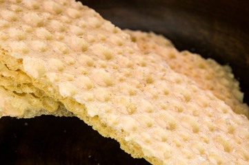 diabetic diet crunches - crispy waffle crispbread from wheat, texture