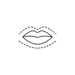 plastic surgery lips line icon on white background