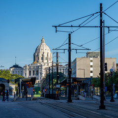 Minnesota State Capitol and Light Rail Tracks