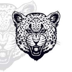 leopard head furious vector illustration, editable and detailed