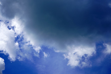 White fluffy clouds with a blue sky background