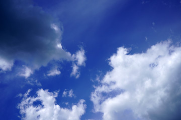 White fluffy clouds with a blue sky background