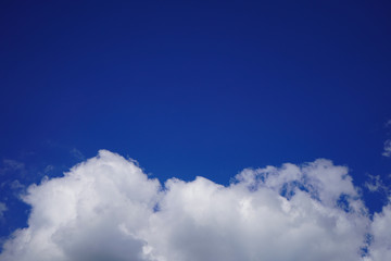 White fluffy clouds with a blue sky background