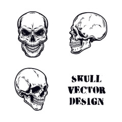 skull set vector illustration, editable and detailed