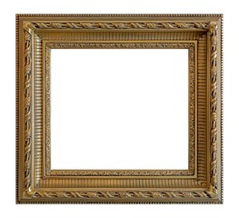 Fototapeta premium Golden frame for paintings, mirrors or photo isolated on white background