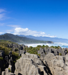 Fototapeta na wymiar Punakaiki Pancake Rocks and Blowholes Walk, Paproa, New Zealand