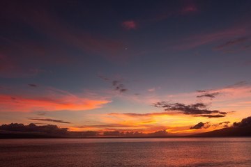 Fototapeta na wymiar Maui Hawaii at Sunset Looking at Moloka'i