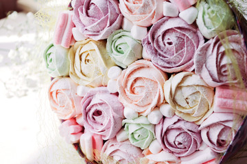 Sweet Marshmallow Bouquet. Gift for the beloved on Valentine's Day.