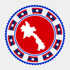 Laos stamp with map and flag. Vector illustration.