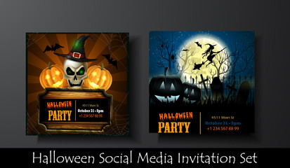 Halloween vector card or background. Vector art.