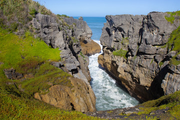 Punakaiki Pancake Rocks and Blowholes Walk, Paproa, New Zealand