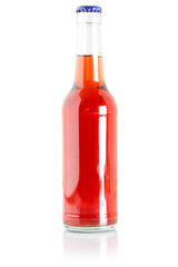 Red soda bottle lemonade soft drink beverage isolated on white