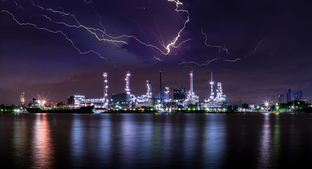Thunder over Oil refinery, Bangkok, Thailand 14 September 2019