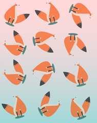 Drawing, bright colors, cartoon squirrel background